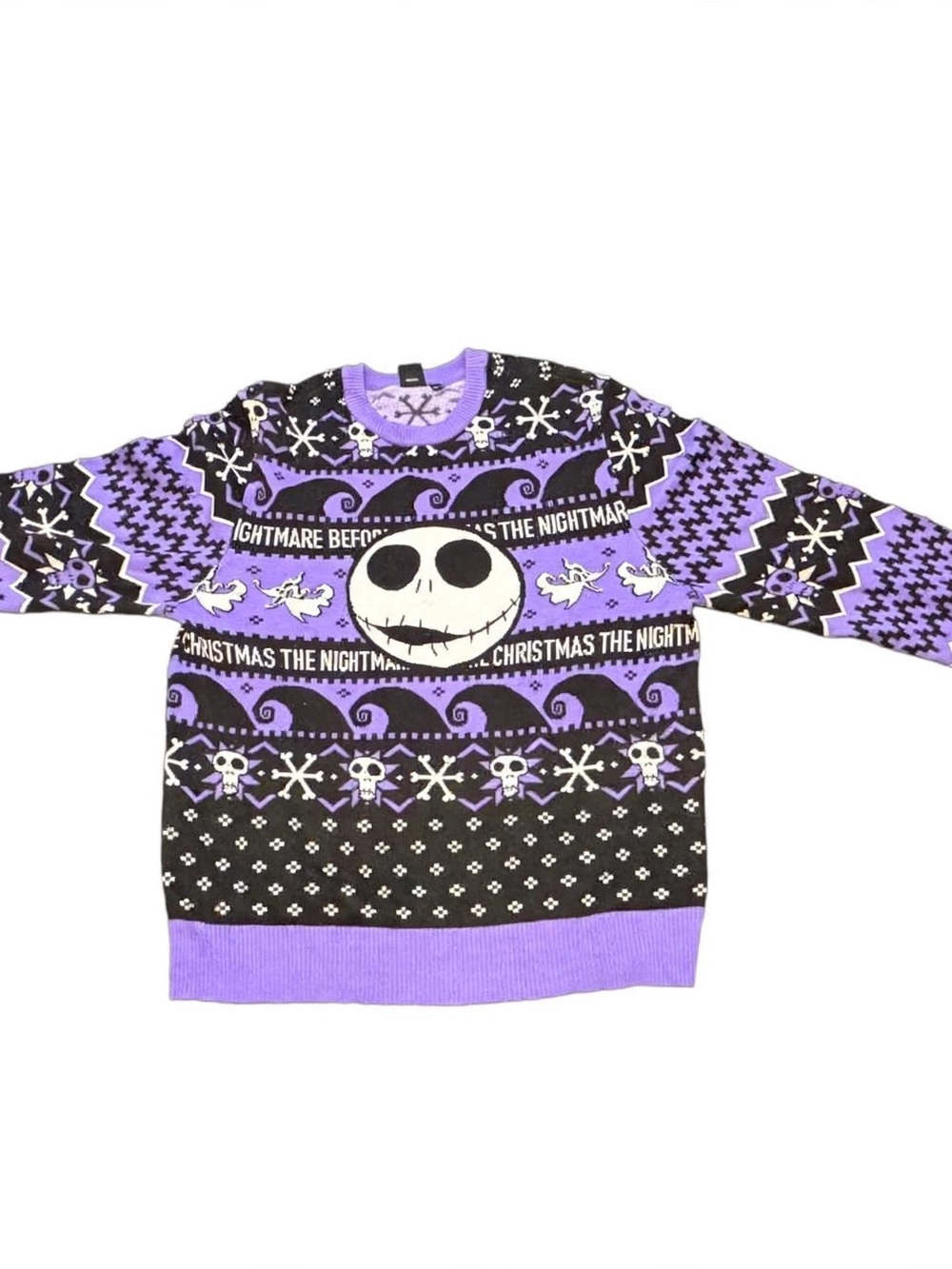 Disney Nightmare Before Christmas Jack Skellington Purple Knit Sweater XL